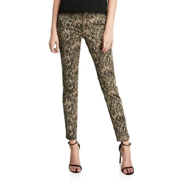 Veronica Beard Pants - VERONICA BEARD Jeans KATE Snakeskin Nude Neutral Brown High Zip size 24/00 NWT